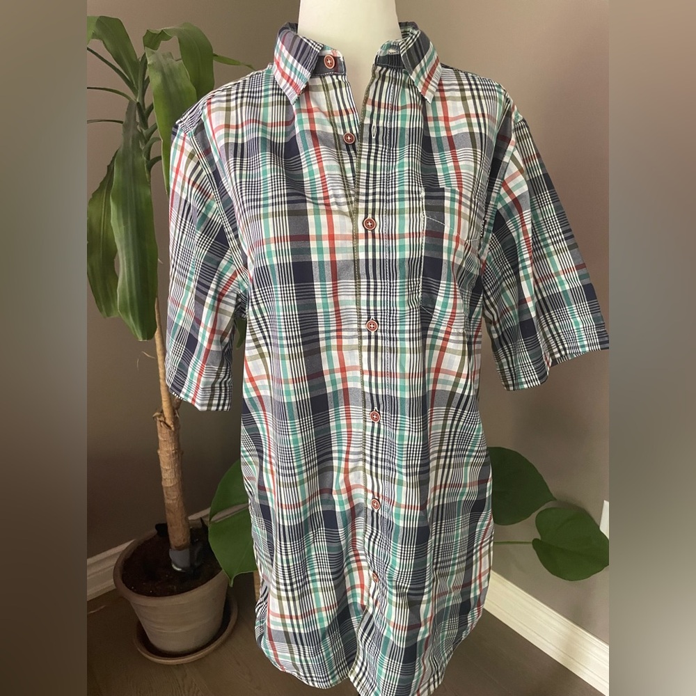 KAVU Men's Multicolor Plaid Button Down Shirt, Small